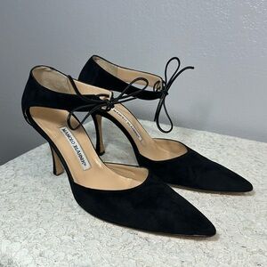 Manolo Blahnik Vintage 90s Suede  Ankle Ties 7.5